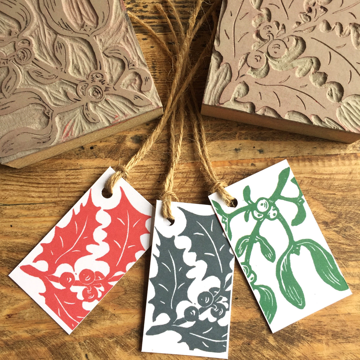 Hand Printed Christmas Cards and Tags