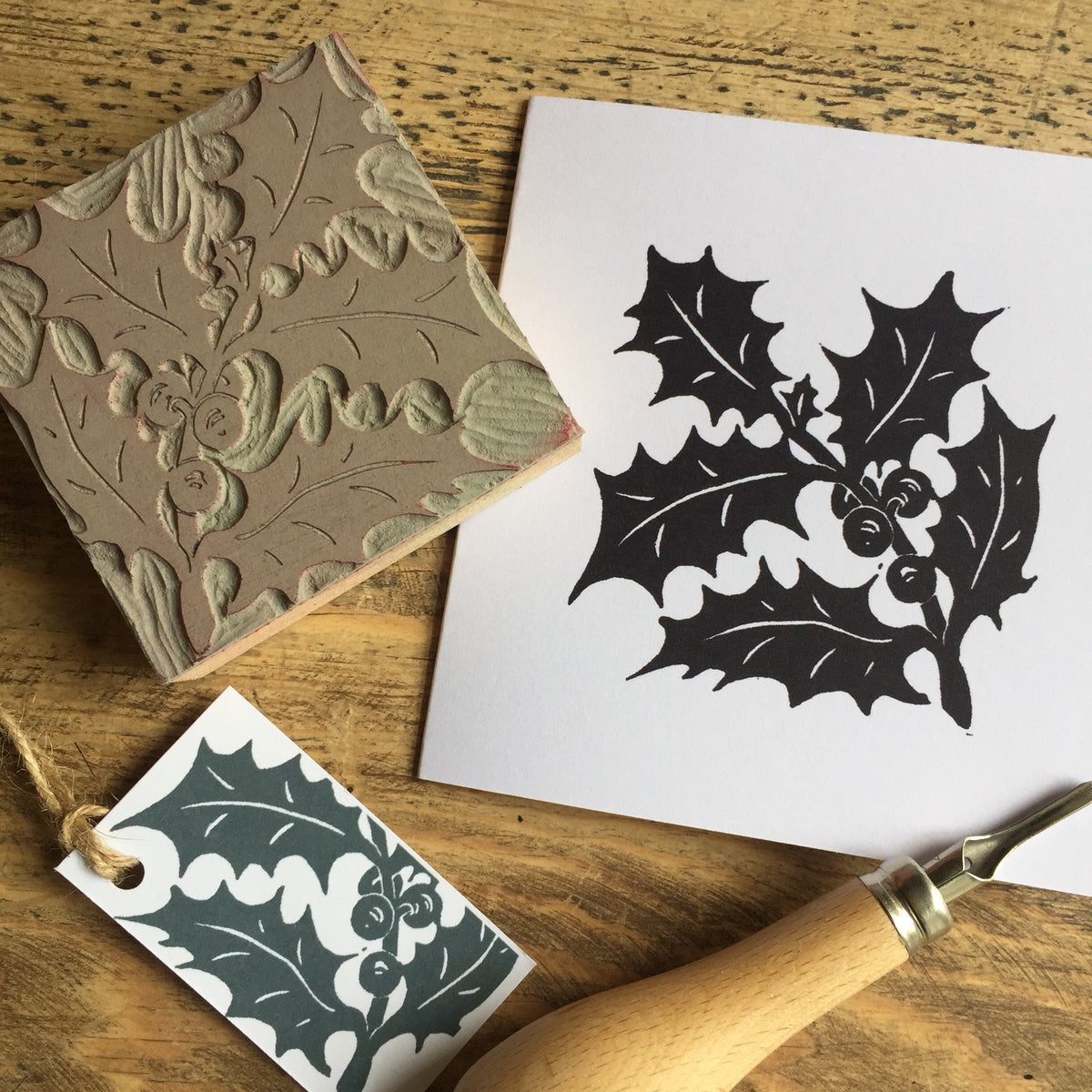 Hand Printed Christmas Cards and Tags